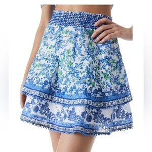 NEW Alice + Olivia Crawford Smocked Mini Skirt